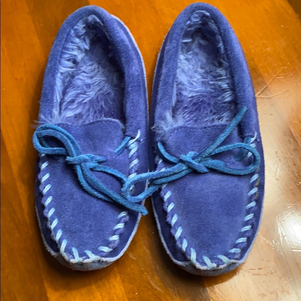 LL BEAN Royal blue moccasins kids